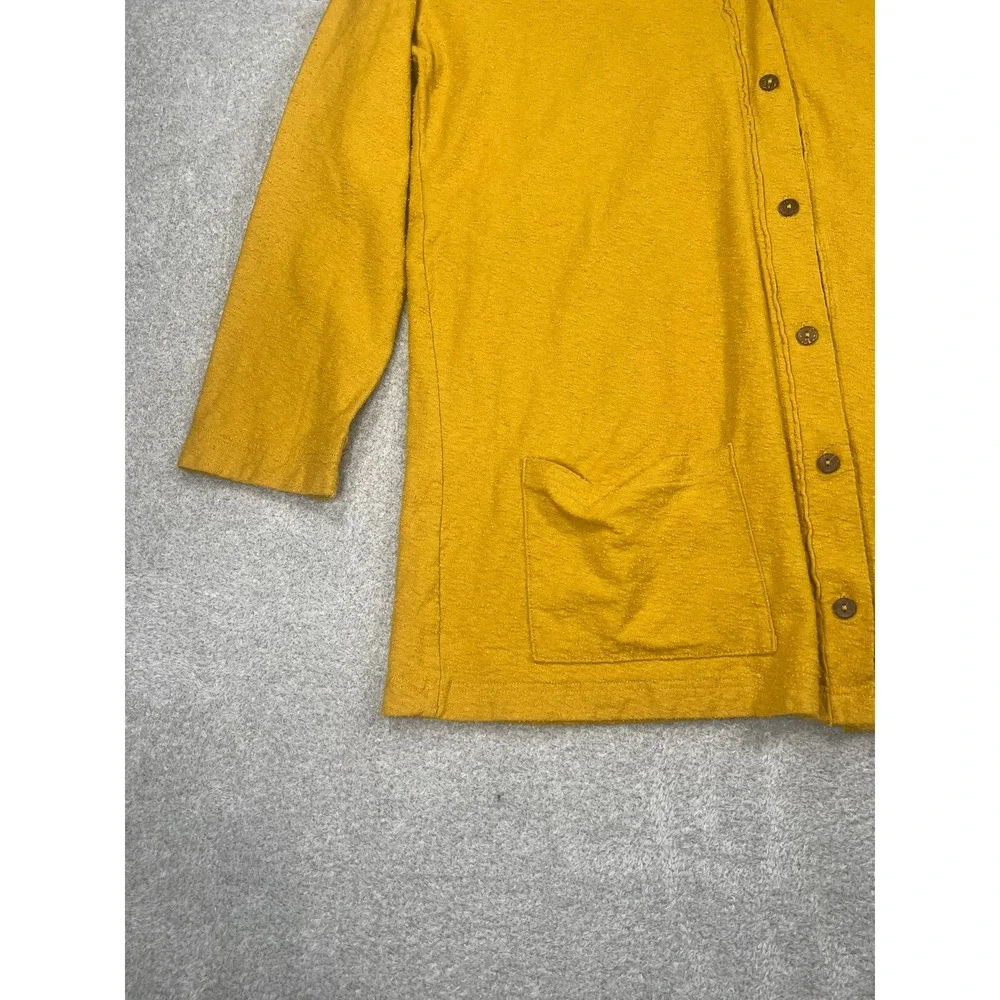 Free People Beach Mustard Yellow Cotton Button Front Cardigan Sweater Small Boho
